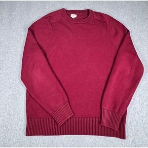 J Crew Knit Sweater Mens Large Red Thick Crewneck Chunk Pullover Heritage
